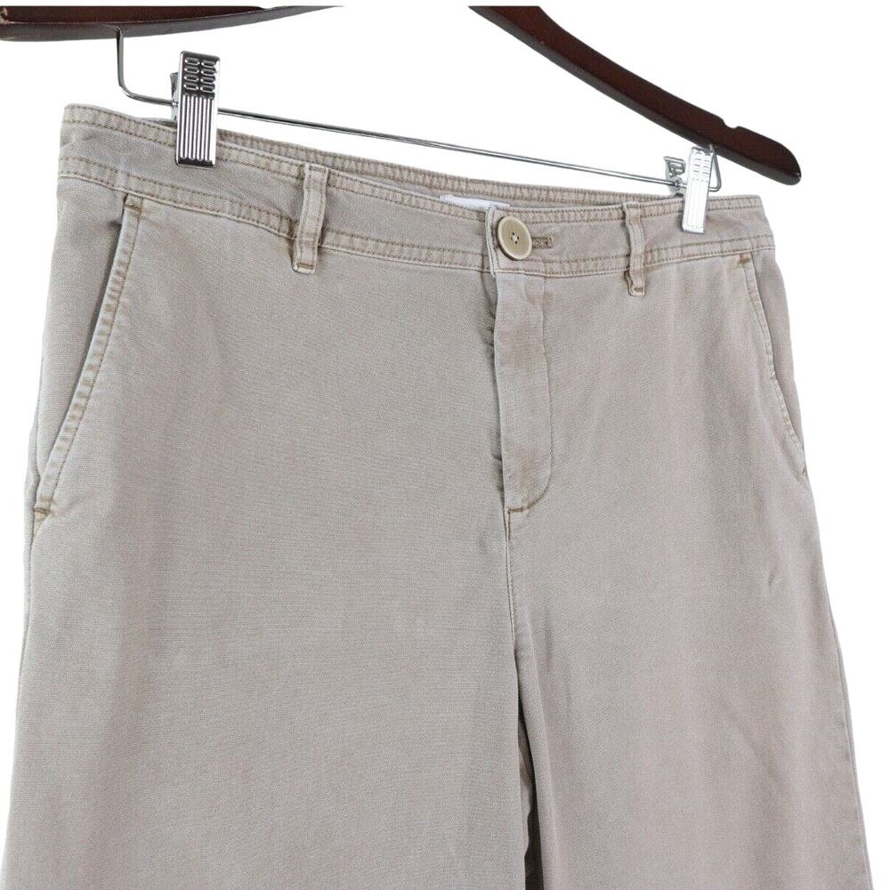 J Jill Size 8 Petite Cotton Canvas Crop Pants Wide Leg Brown Sugar - Picture 4 of 10
